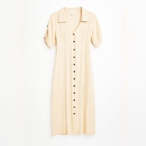 USISI SISTER LINEN BUTTON UP DRESS BEIGE COLOR EUC SIZE XS